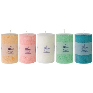 6 bougie grand cylindre couleur boreale assortie - blue