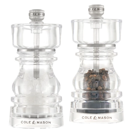 coffret 2 moulins sel et poivre 13 cm acrylique - london - cole et mason