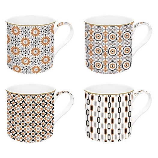 coffret 4 mugs 30 cl - geo ethnic - easy life