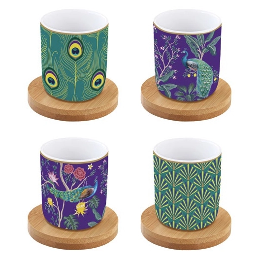 coffret 4 tasses à café 11 cl - imperial peacock - easy life