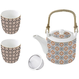 coffret théière + 2 gobelets - geo ethnic - easy life