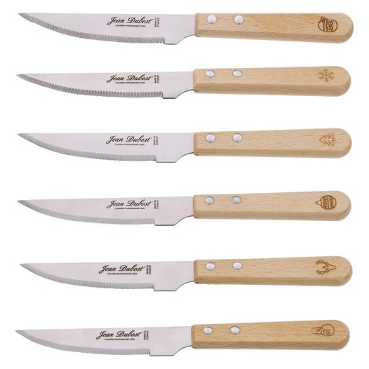un noel a la francaise 6 couteaux grill tradition hêtre pefc en coffret - jean dubost