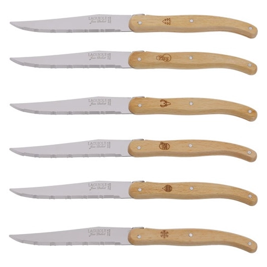 un noel a la francaise 6 couteaux steak laguiole manche hêtre pefc avec - jean dubost