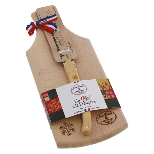 un noel a la francaise planchette apéritif en hêtre - 26 x 10 cm - avec - jean dubost