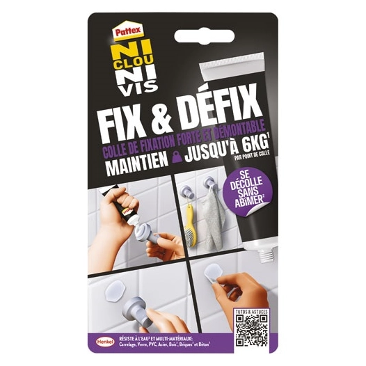 ni clou ni vis colle fix et défix tube 44 g cross de 24 - pattex