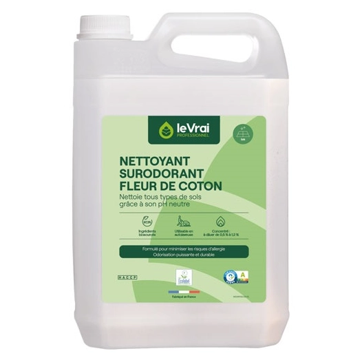 nettoyant surodorant concentré fleur de coton 5 l - le vrai professionne