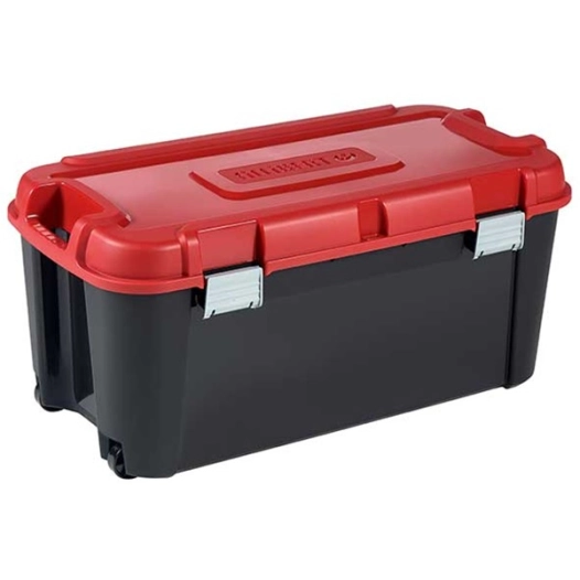 coffre de rangement 80 l 79.5 x 39.5 x h37.1 cm noir-rouge - keter