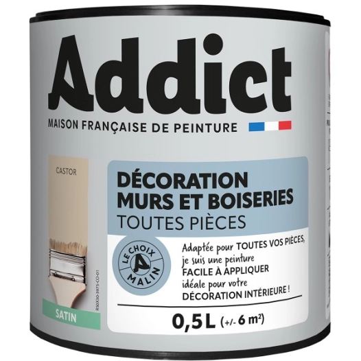 Peinture Acrylique satin 0.5 litre castor - ADDICT