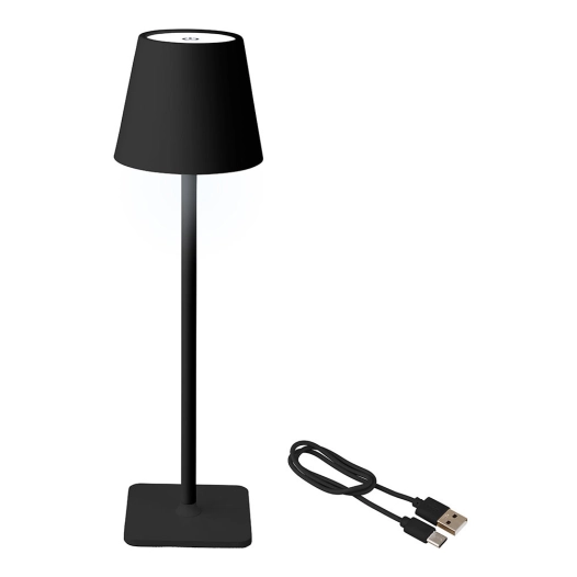 lampe led noire de 17cm pour intérieur et extérieur rechargeable 894376