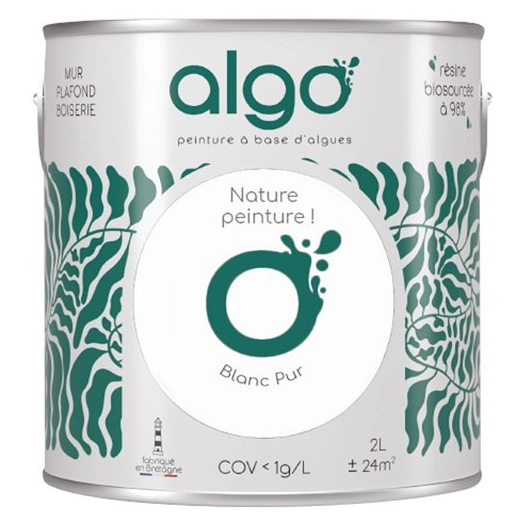 peinture écologique satin 0.5 l blanc pur - algo