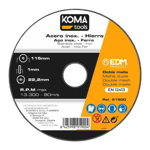 disque de coupe pour outils en fer et inox ø115 x 1 x 22,2 mm