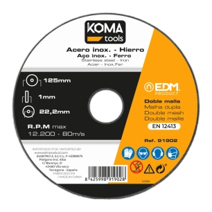 disque de coupe pour outils en fer et inox ø125 x 1 x 22,23 mm