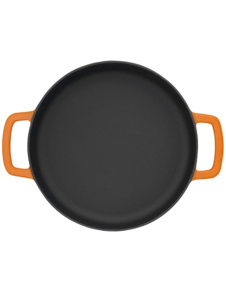 Poêle Double Anse 28cm Orange Fonte Recyclée, Double Anse, Capteur Température - COMBEKK