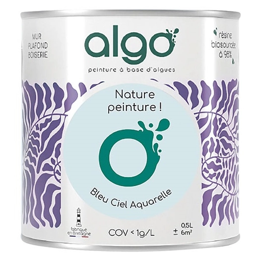 peinture écologique 0.5 l bleu ciel aquarelle - algo