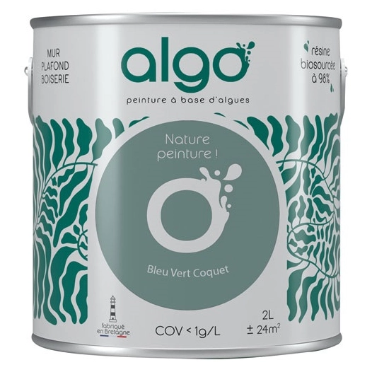 peinture écologique 2 l bleu vert coquet - algo