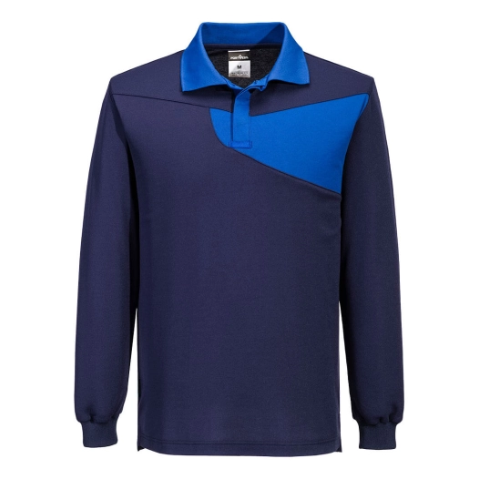 polo coton majoritaire manches longues pw2 - taille l - marine/royal - portwest