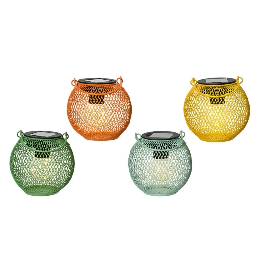 lanterne solaire fixe en fer couleurs assorties