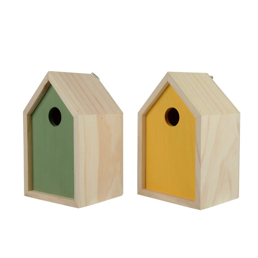 maison d'oiseau en bois de pin 10 x 13 x 20 cm