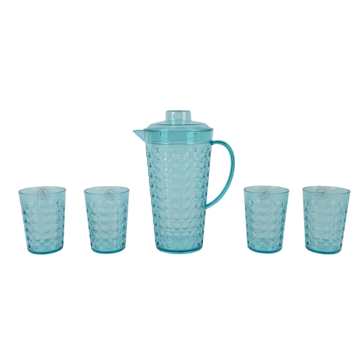 ensemble de pichet et verres bleu design boules