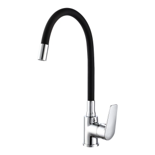 robinet de cuisine monocommande baiona flexible caoutchouc noir
