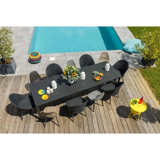 table de jardin rectangulaire extensible en aluminium gris - 8/12 pers - pa - jardiline