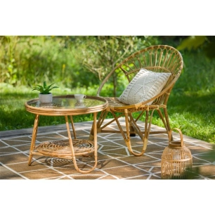 table basse rotin et plateau de verre - rinca - jardiline