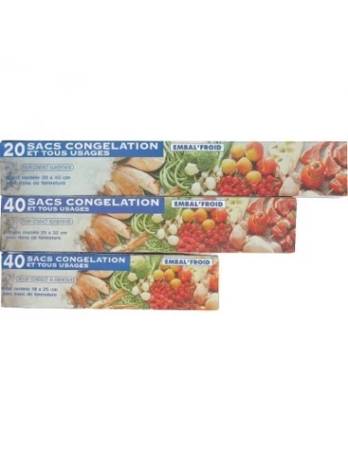 Assortiment sacs congélation 100 sacs - 22 microns