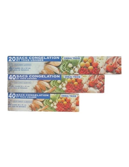 Assortiment sacs congélation 100 sacs - 22 microns