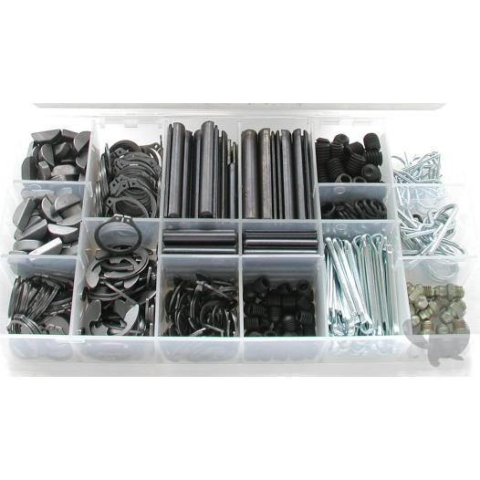 coffret composé d'un assortiment de clips, goupilles, clavettes, 555 pièces.