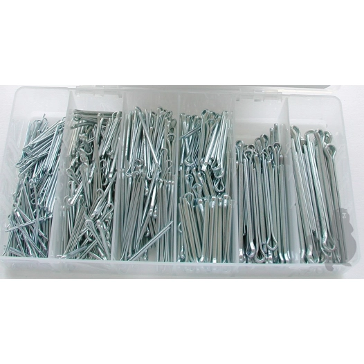 coffret composé d'un assortiment de 555 goupilles fendues.