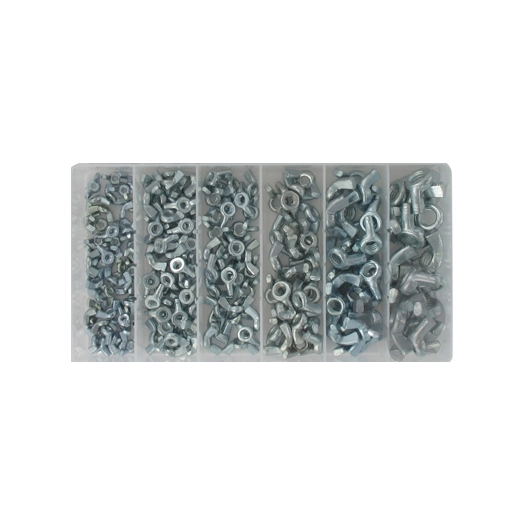 coffret d'écrous à ailettes (6 modèles) pas américain composé d'un assortiment de 175 pièces. -pl