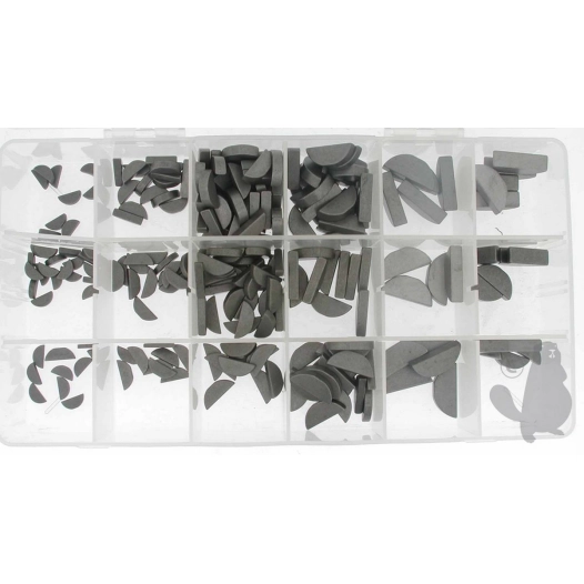 coffret de clavettes 1/2 lune composé d'un assortiment de 250 pièces.