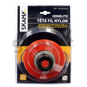 tête fil nylon à déroulement automatique 2 fils pour désherbeuses homelite. hexagone de 16 mm avec vis de 18g5/16''. pour modèle