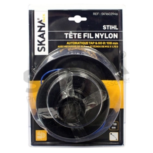 tête fil nylon à déroulement automatique avec 2 fils adaptable pour désherbeuses stihl jusqu'en 2007. montage sur hexagone de 19