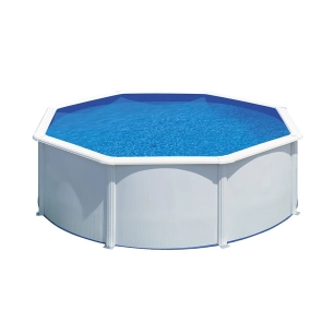 piscine paroi ronde en acier avec feuille blanche 350 x 120 cm