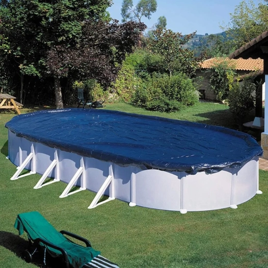 couverture de piscine ovale en acier : 610 x 410 cm