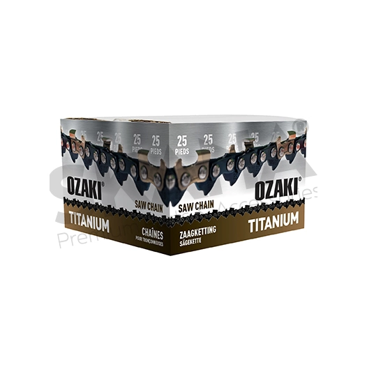 rouleau de chaîne de tronçonneuse ozaki semi-carrée ,3/8 ,050 25 pieds avec induction titane des couteaux.