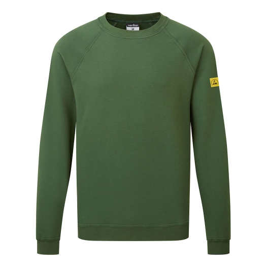 sweat shirt anti statique esd - taille xxl - vert forêt - portwest