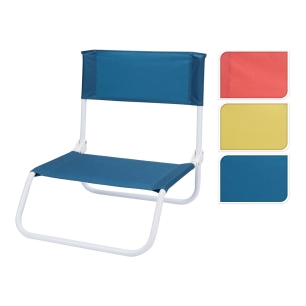 chaise de plage pliante métallique 45x50x45cm couleurs assorties