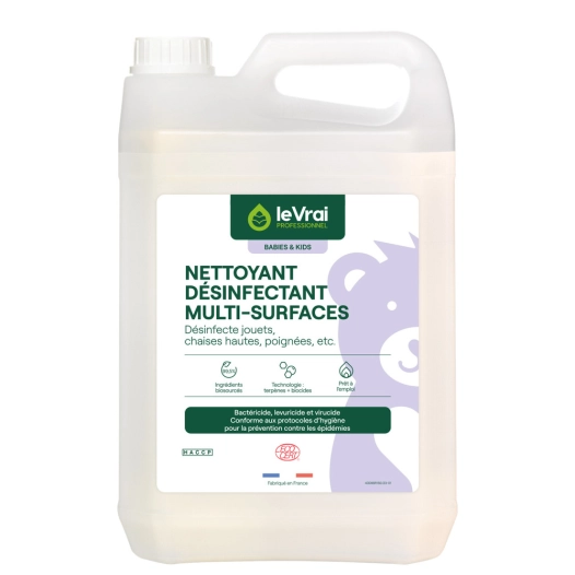 nettoyant désinfectant multi-surfaces concentré 5l - la vrai babies&kids pro