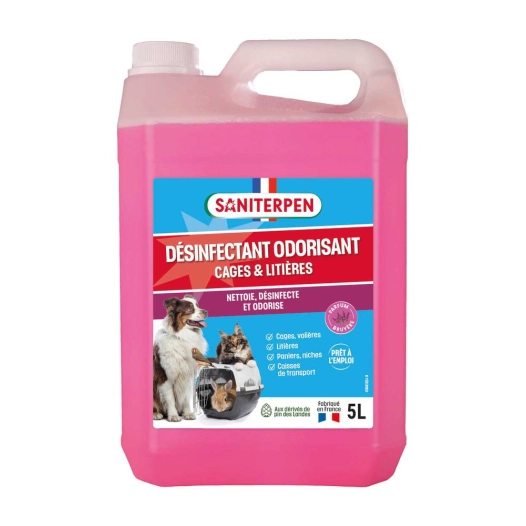 désinfectant odorisant cages & litières 5l - saniterpen
