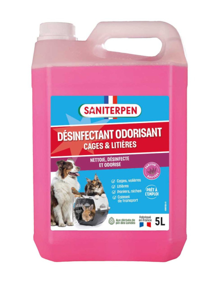 désinfectant odorisant cages & litières 5l - saniterpen