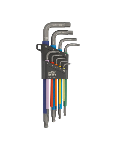 clés allen hexagonales colorées avec sphère 1,5 mm - 10 mm, ensemble de 9 pièces
