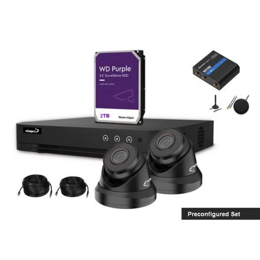 kit de démarrage pour caméras de sécurité ip - nvr 4 canaux - 2 x 2mp caméras dôme ip - disque dur 2 to - câbles - routeur indus