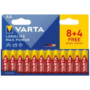 pile longlife max power aa/lr06 8 + 4 offertes - varta
