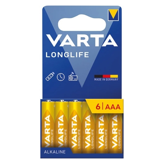 pile alcaline longlife aaa/lr03 blister de 6 - varta