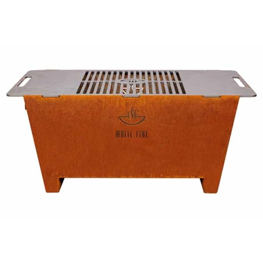 barbecue urban en acier corten70 x 35 x h30 cm - white fire