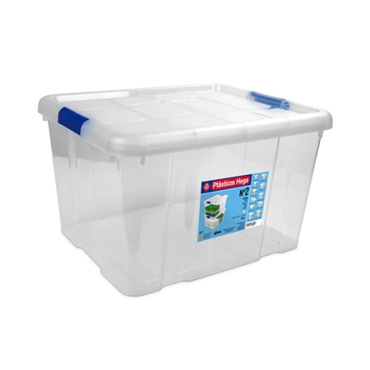 boite de rangement avec clips 25 l - 42.2 x 35 x h25.6 cm transparent - hega
