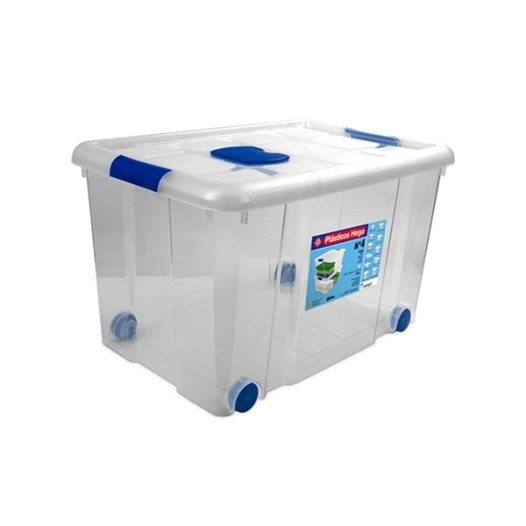 boite de rangement avec couvercle et roulettes 55 l - 59 x 40.5 x h35.7 cm - hega