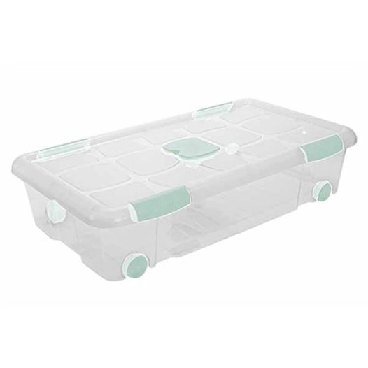boite de rangement avec couvercle et roulettes 30 l - 73.3 x 41.2 x h17 cm - hega